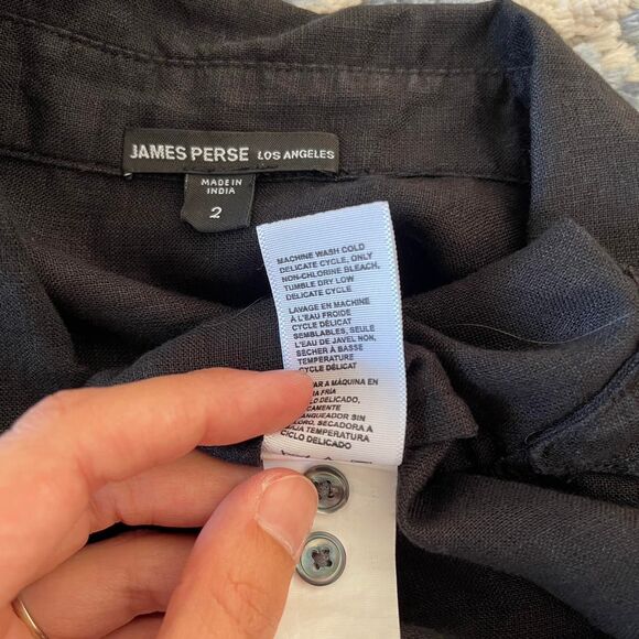 James Perse 100% Linen‎ Black Shirt Dress Button Up Minimalist Resortwear Size 2 - Picture 7 of 8